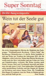Pressebeitrag 'Wein tut der Seele gut' Super Sonntag 27.05.2012